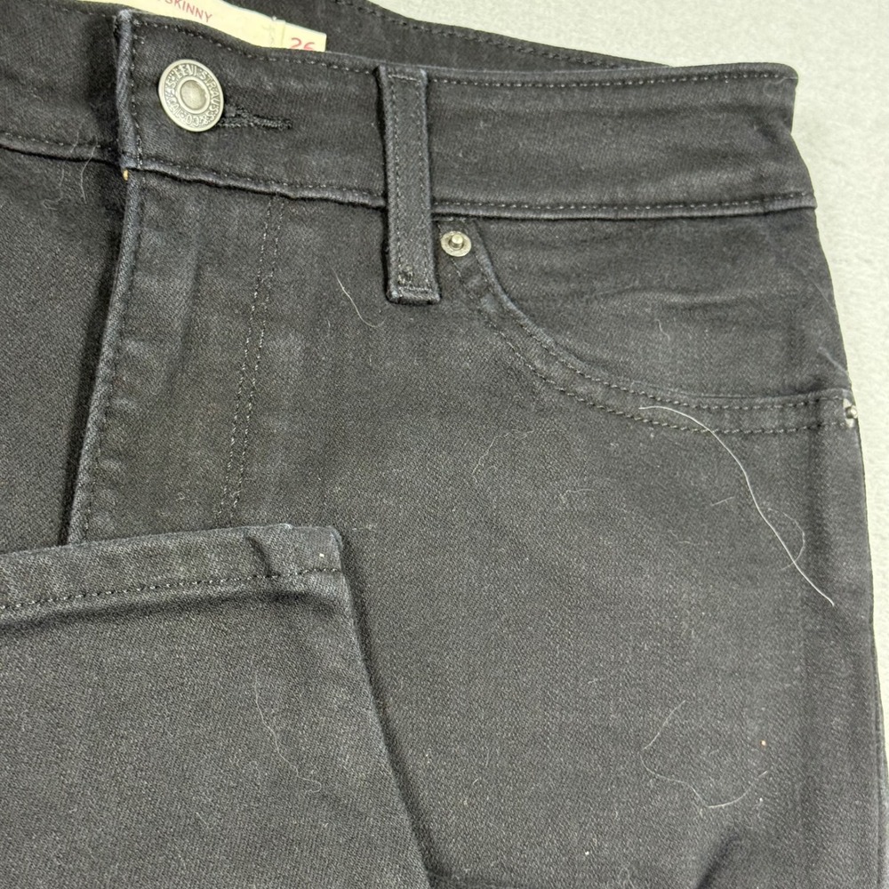 Levis 711 Skinny Jeans Black Distressed Denim Womens 26